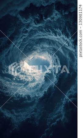 Hurricane eye calm center, swirling cloud, dramatic sky, storm, powerful weather phenomenon Hurricane eye calm center, swirling cloud, dramatic sky, storm, powerful weather phenomenon 130981174