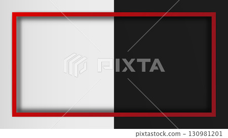 minimalist geometric art with striking black and white background vertical division bold red frame and subtle depth shadow 130981201
