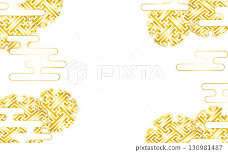 Luxurious gold Japanese pattern frame. Background material. 130981487