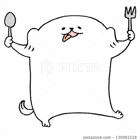 Dog with spoon and fork 130981528