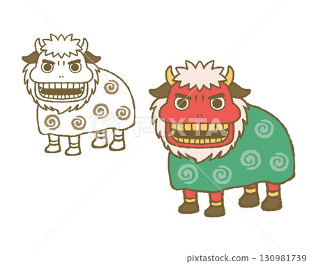 New Year's Lion Dance Line and Color Set 130981739