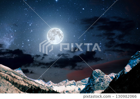 star trails in the mountains snow falling in the mountains star trails in the mountains snow falling in the mountains 130982066