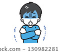 A young man in plain clothes with a pale face and trembling (upper body, front view) 130982281
