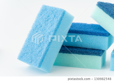 Blue and light blue dish washing sponge Blue and light blue dish washing sponge 130982548