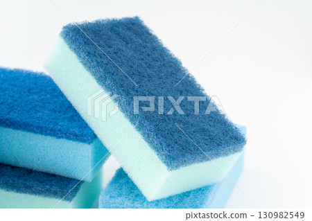 Blue and light blue dish washing sponge Blue and light blue dish washing sponge 130982549