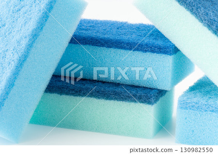 Blue and light blue dish washing sponge 130982550