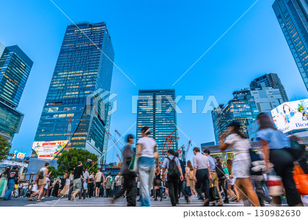 Tokyo cityscape, Japan, September 17th. Inbound tourism continues... Shibuya Scramble Crossing bustling with foreign tourists. 130982630