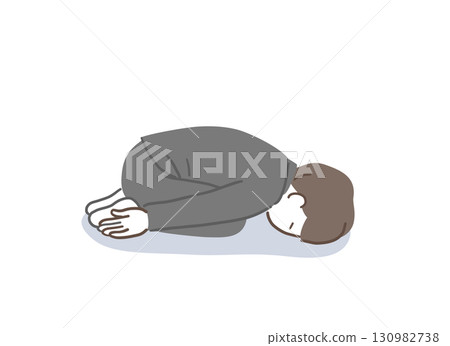 一位心情低落、無法起床的商人的插畫素材 130982738