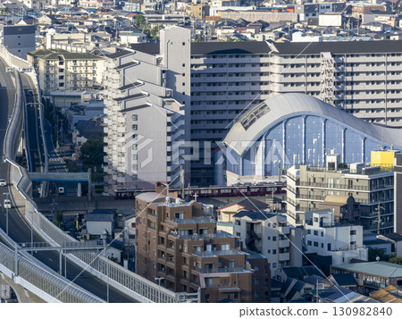 Scenery of the city where the railroad runs Scenery of the city where the railroad runs 130982840
