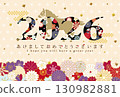 2026 年馬年新年賀卡模板，帶有日本花卉圖案 130982881