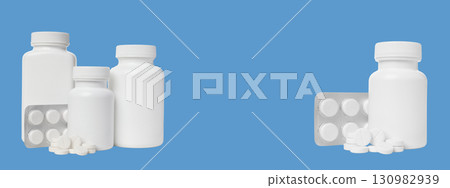 Containers show varied medicine forms and dosages 130982939