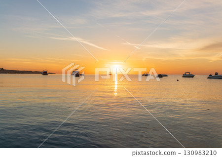 Sunrise over the sea. Panoramic seascape. Sunrise over the sea. Panoramic seascape. 130983210
