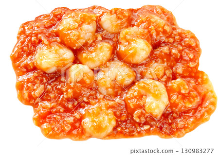 Shrimp chili sauce filled with shrimp [white background, cutout] 130983277