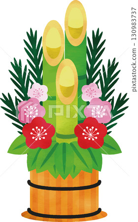 Vector illustration of Kadomatsu. Traditional Japanese New Year decoration. New Year, Japanese style, auspicious concept. 130983737