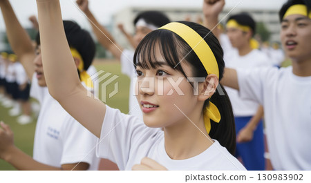 Cheering with classmates at the sports festival 130983902
