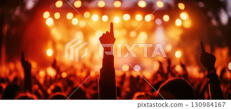 A crowd enjoying a live music performance at a festival 130984167