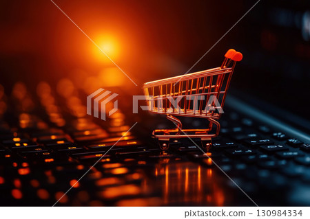 Closeup of a shopping cart icon on a website with  Cyber Monday  and a countdown timer, Cyber Monday Countdown, timelimited deals, sales urgency 130984334