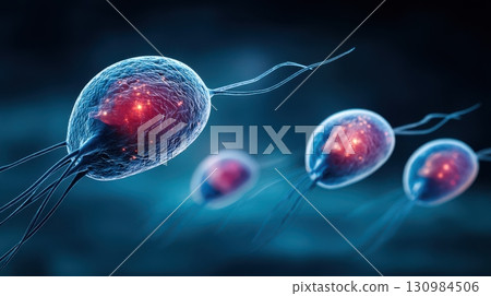 Intricate Cell Structures with Bright Energy Centers in Dark Background 130984506