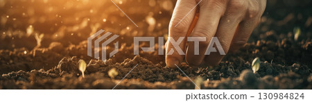 Farmers using a lunar calendar for planting seasons, medium shot, natural light, rustic setting, focus on the calendar 130984824