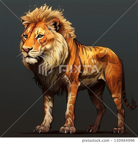 an AI Image Generator, Intricate Origami Lion Sculpture Against 130984996