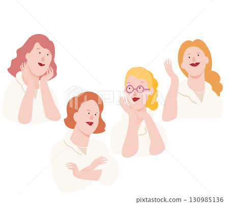 身穿白大褂的婦女們聚集在一起開會 130985136