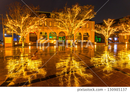 [Fukuoka Prefecture] Mojiko Retro - Night view on a rainy day 130985137