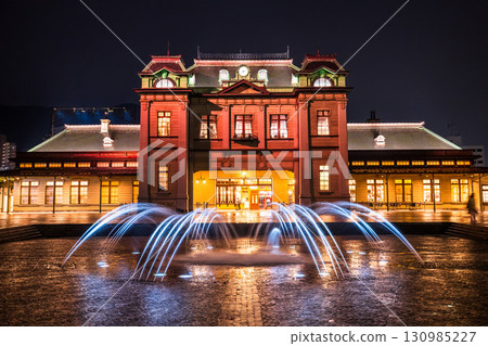 Moji Station, Fukuoka Prefecture - Night view on a rainy day Moji Station, Fukuoka Prefecture - Night view on a rainy day 130985227