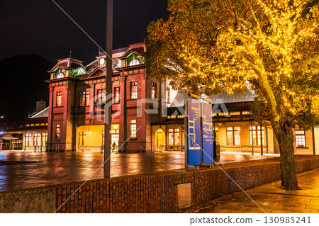 Moji Station, Fukuoka Prefecture - Night view on a rainy day Moji Station, Fukuoka Prefecture - Night view on a rainy day 130985241