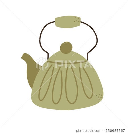 Kettle. Flat vector illustration of teapot isolated on white background. Teatime, relax, hygge mood day 130985367