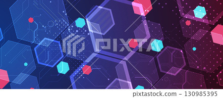 Abstract circuit technology and science background with geometric elements 130985395