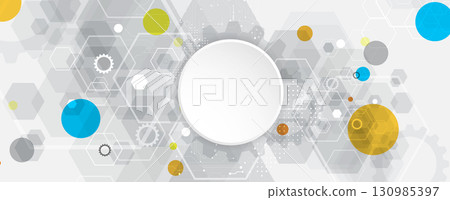 Abstract circuit technology and science background with geometric elements 130985397