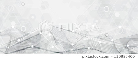 Abstract circuit technology and science background with geometric elements 130985400
