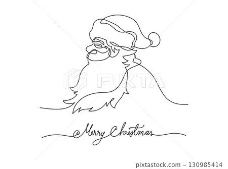 Continuous line drawing side view santa claus and greeting merry christmas, Concept of Christmas. Holiday, New year. Vector design illustration on white background. Continuous line drawing side view santa claus and greeting merry christmas, Concept of Christmas. Holiday, New year. Vector design illustration on white background. 130985414