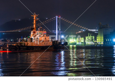 <Fukuoka Prefecture> Mojiko Retro and Kanmon Bridge Night View <Fukuoka Prefecture> Mojiko Retro and Kanmon Bridge Night View 130985491