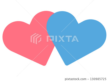 粉紅色和藍色心形重疊 130985725