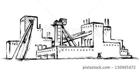 Plant at the mine. Vector drawing 130985872