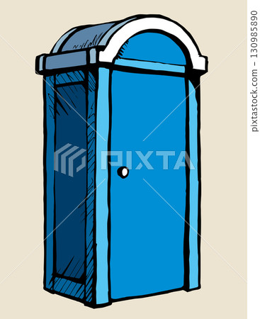 Plastic street toilet. Vector drawing 130985890