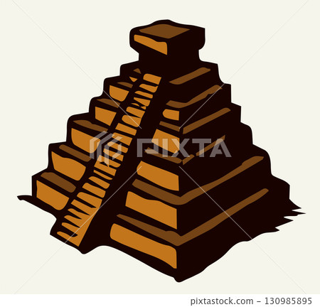 Mayan pyramids. Vector drawing icon 130985895