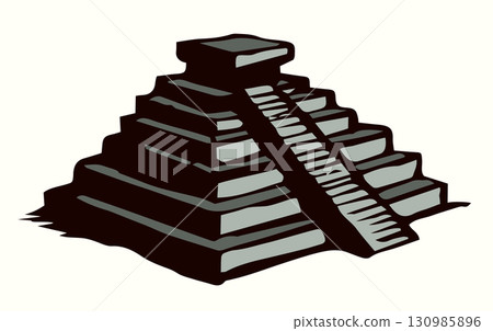 Mayan pyramids. Vector drawing icon 130985896