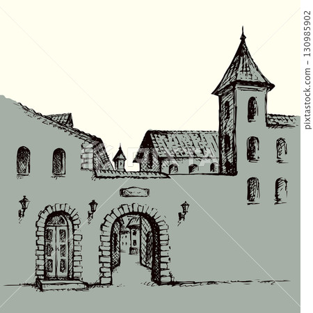 Old street. Vector drawing Old street. Vector drawing 130985902