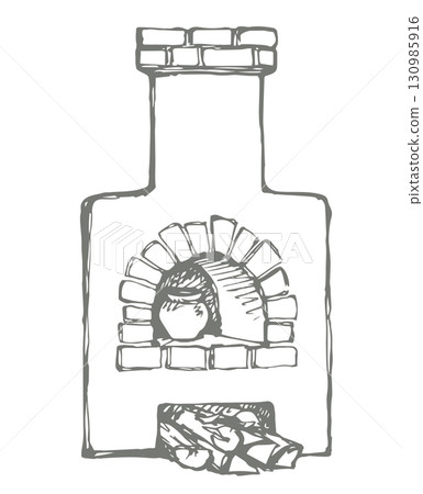 Old Russian stove. Vector drawing 130985916