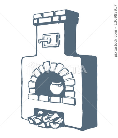 Old Russian stove. Vector drawing 130985917