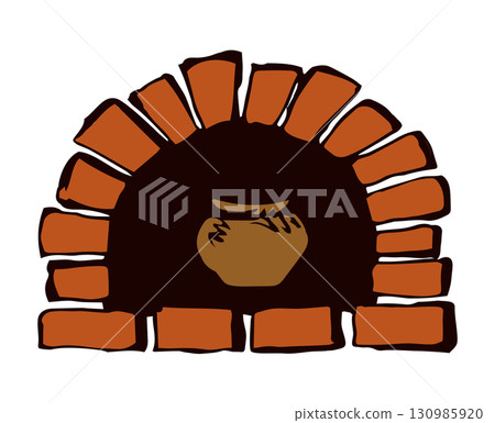 Old Russian stove. Vector drawing 130985920