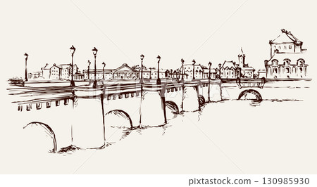 Bridge. Vector drawing 130985930