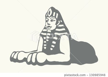 Egyptian sphinx. Vector pen drawing 130985948