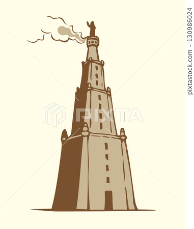 Vector symbols of The Seven Wonders of Ancient WORLD 130986024