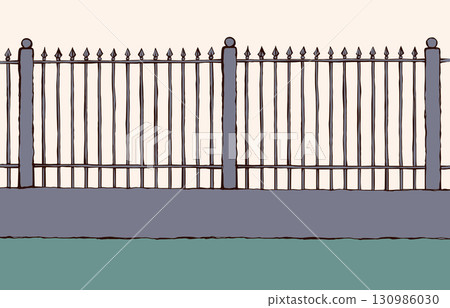 Fence. Vector drawing street scene 130986030
