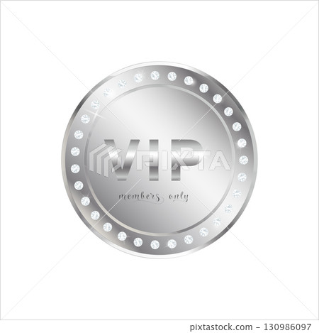 Premium SILVER VIP label. Badge, tag, label. Vector illustration 130986097