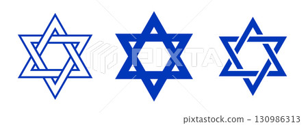 Set of vector Star of David symbols in different styles, isolated on a transparent background. Ideal for religious, cultural, or decorative purposes. PNG or editable vector illustration Set of vector Star of David symbols in different styles, isolated on a transparent background. Ideal for religious, cultural, or decorative purposes. PNG or editable vector illustration 130986313