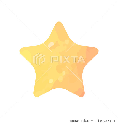 Vector illustration of a yellow star in a watercolor hand-drawn style Vector illustration of a yellow star in a watercolor hand-drawn style 130986413